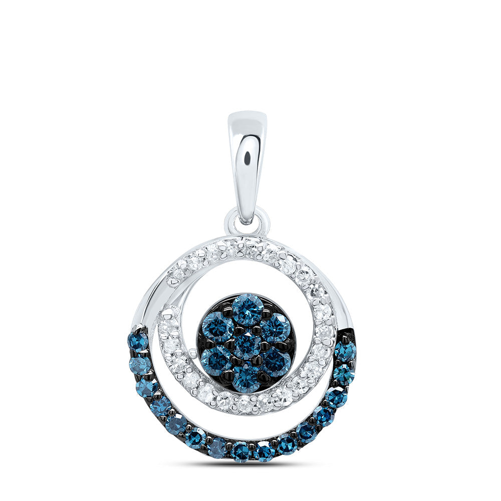 1/3CTW-DIA P1 GIFT BLUE DIAMOND ROUND PENDANT Daisy Joyeria