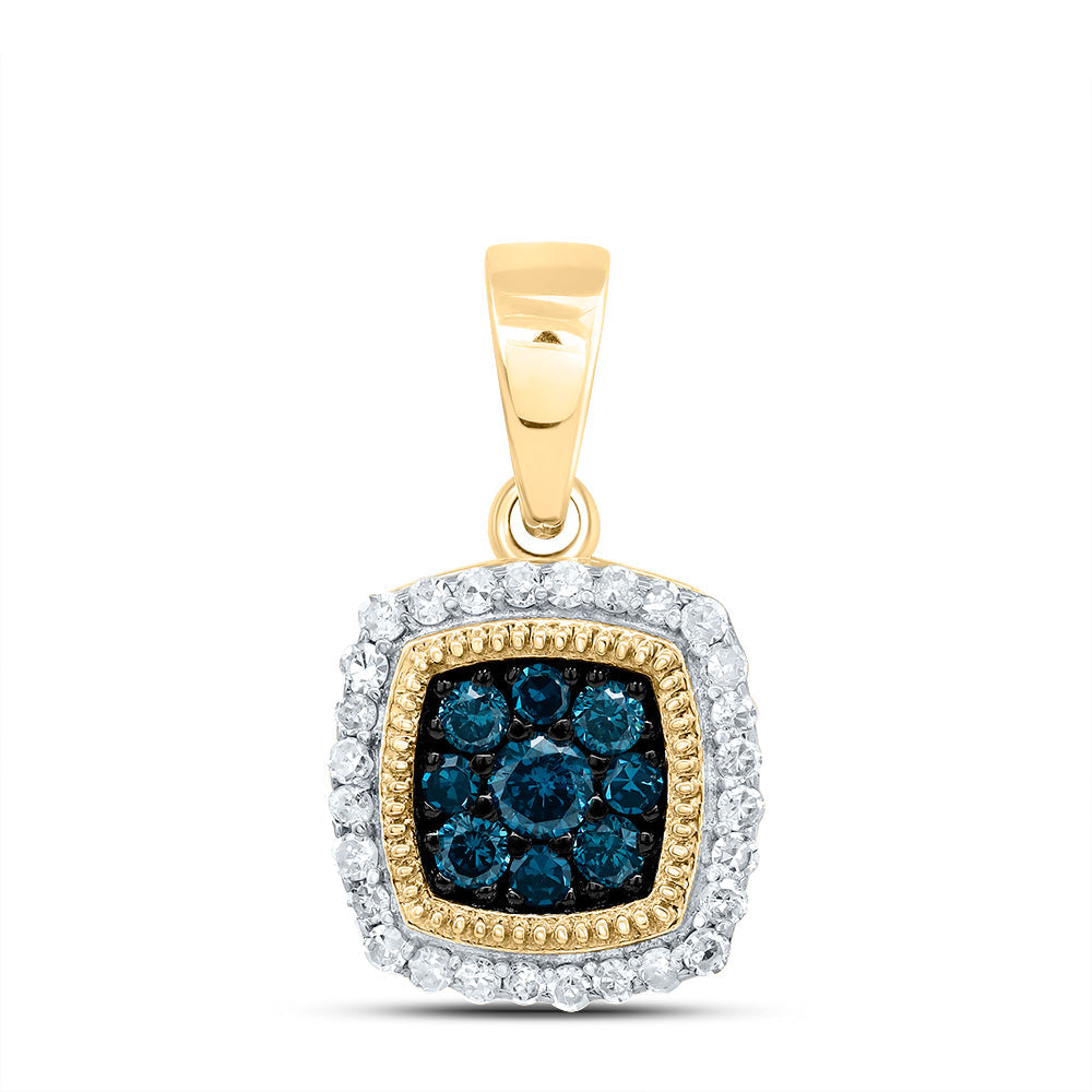 1/4CTW-DIA P1 GIFT BLUE DIAMOND CUSHION PENDANT Daisy Joyeria