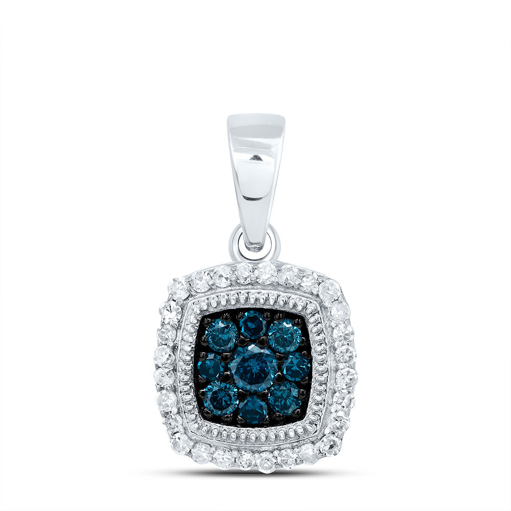 1/4CTW-DIA P1 GIFT BLUE DIAMOND CUSHION PENDANT Daisy Joyeria