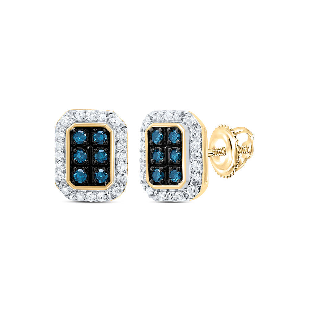 1/5CTW-DIA P1 GIFT BLUE DIAMOND EMERLAD STUD EARRING Daisy Joyeria