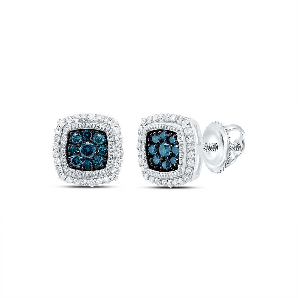 1/3CTW-DIA P1 GIFT BLUE DIAMOND CUSHION STUD EARRING Daisy Joyeria