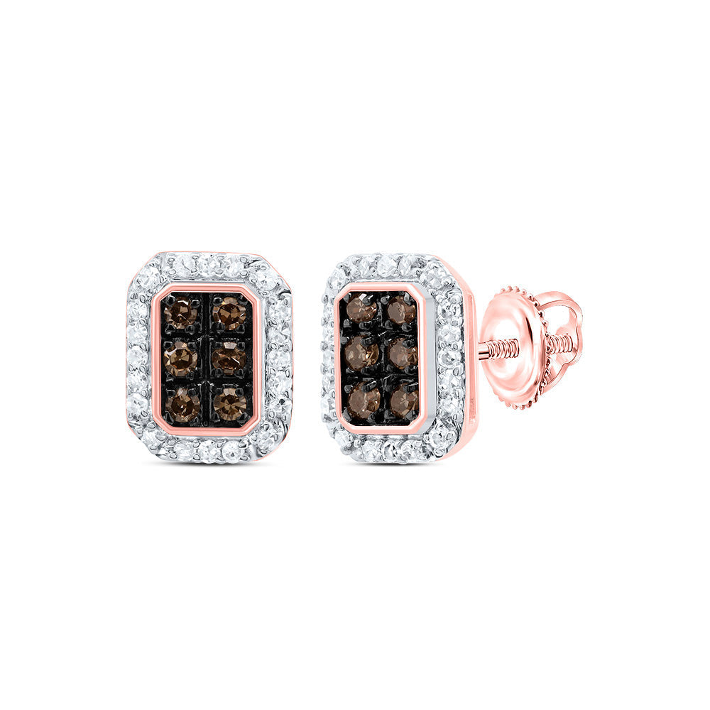 1/5CTW-DIA P1 GIFT COGNAC NATURAL EMERALD STUD EARRING Daisy Joyeria