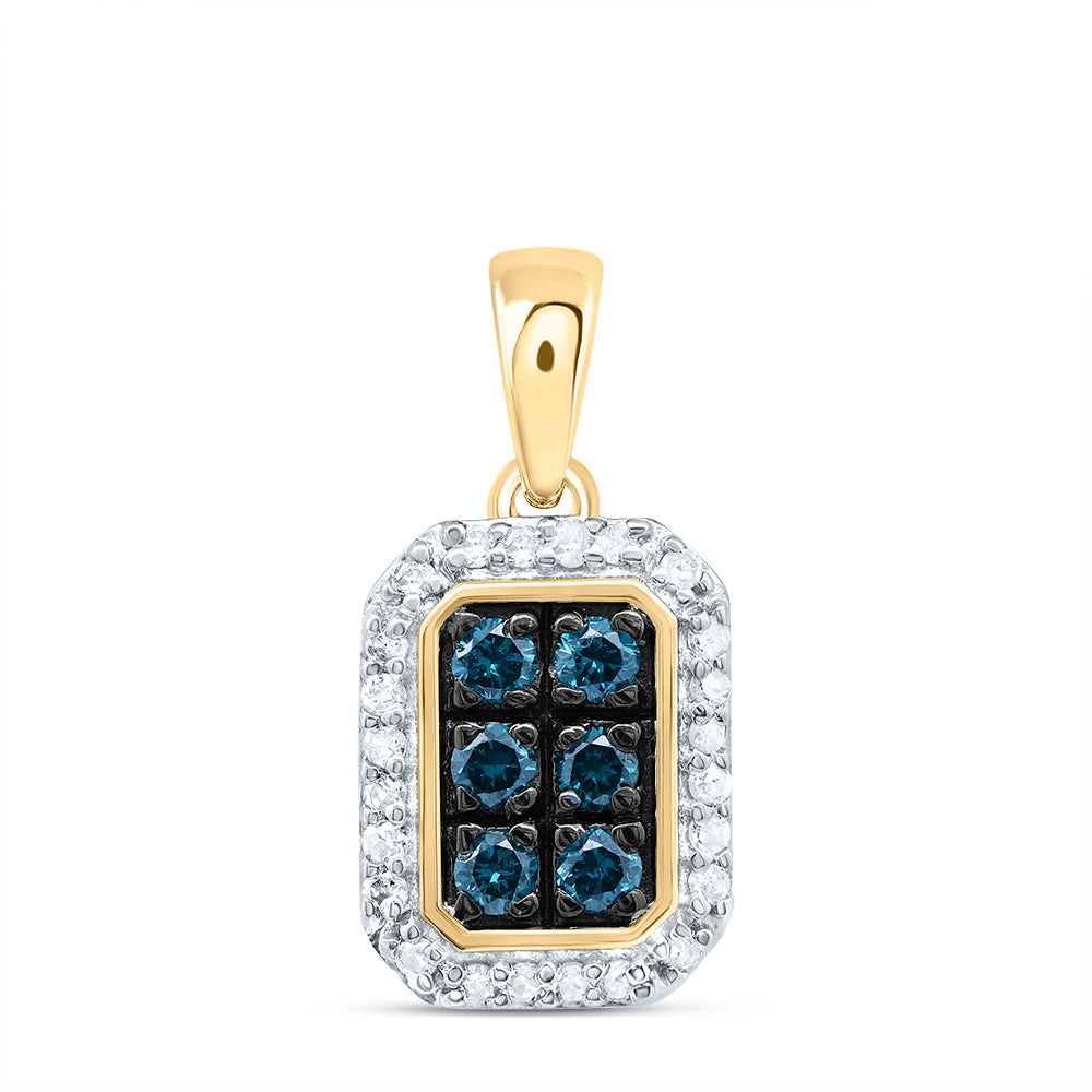 1/4CTW-DIA P1 GIFT BLUE DIAMOND EMERLAD PENDANT Daisy Joyeria