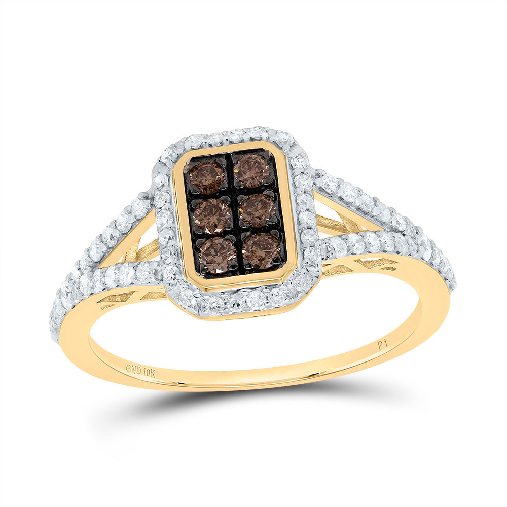 1/2CTW-DIA P1 GIFT COGNAC NATURAL EMERALD RING 7 Daisy Joyeria