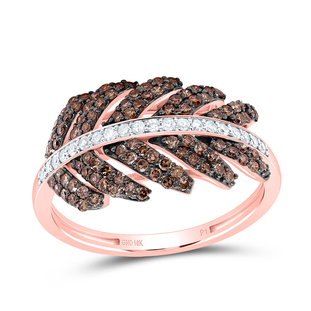 5/8CTW-DIA P1 GIFT COGNAC  NATURAL LEAF RING 7 Daisy Joyeria
