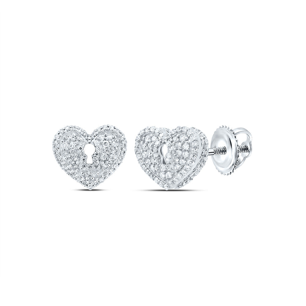 1/2CTW-NAT DIA P1 GIFT  HEART STUD EARRING Daisy Joyeria