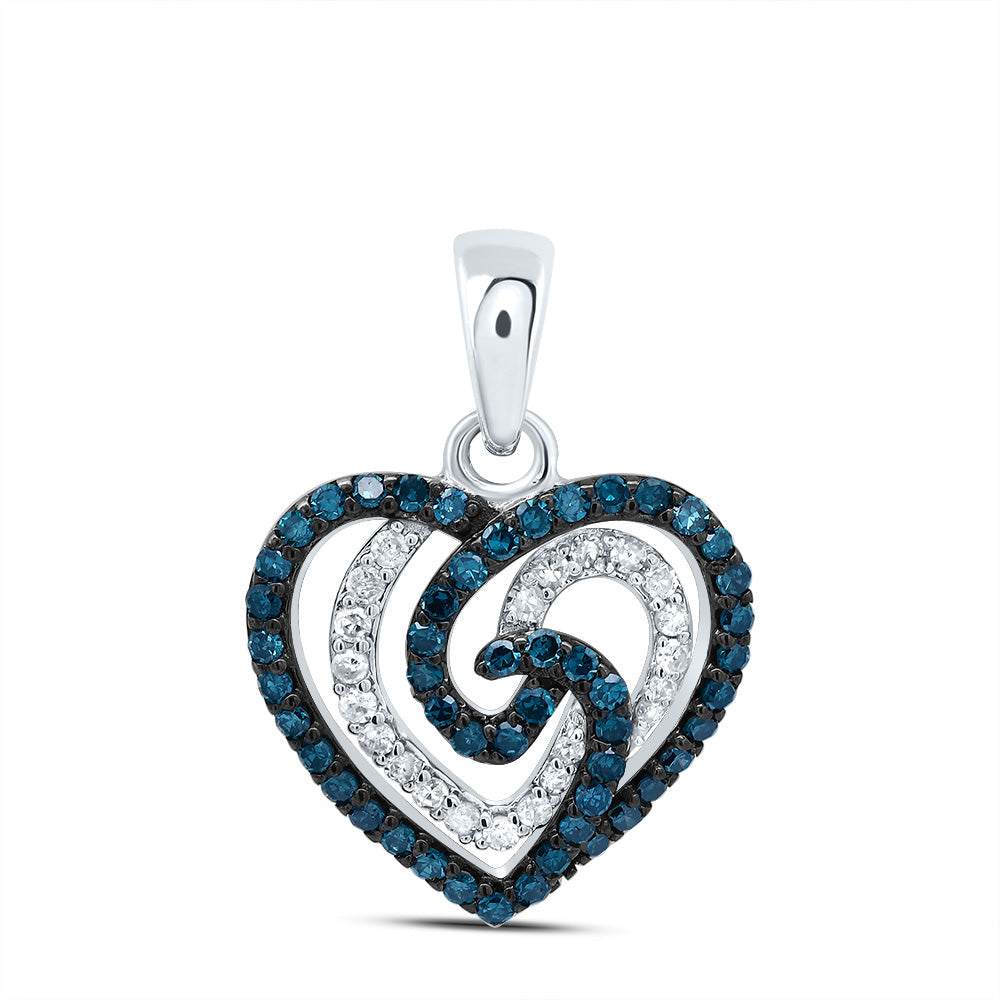 3/8CTW-DIA P1 GIFT BLUE DIAMOND  HEART PENDANT Daisy Joyeria