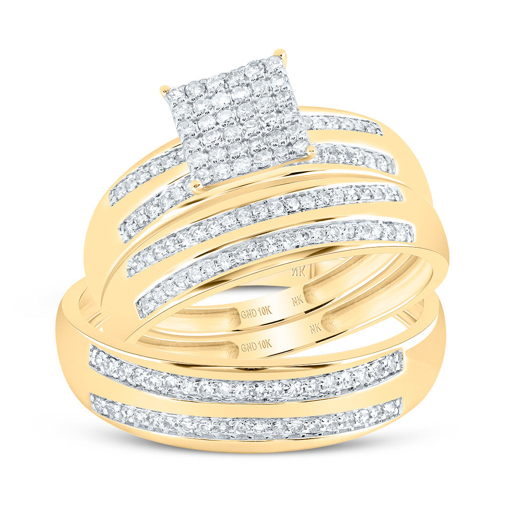 1/2CTW-NAT DIA NK SQUARE TRIO SET 7 Daisy Joyeria