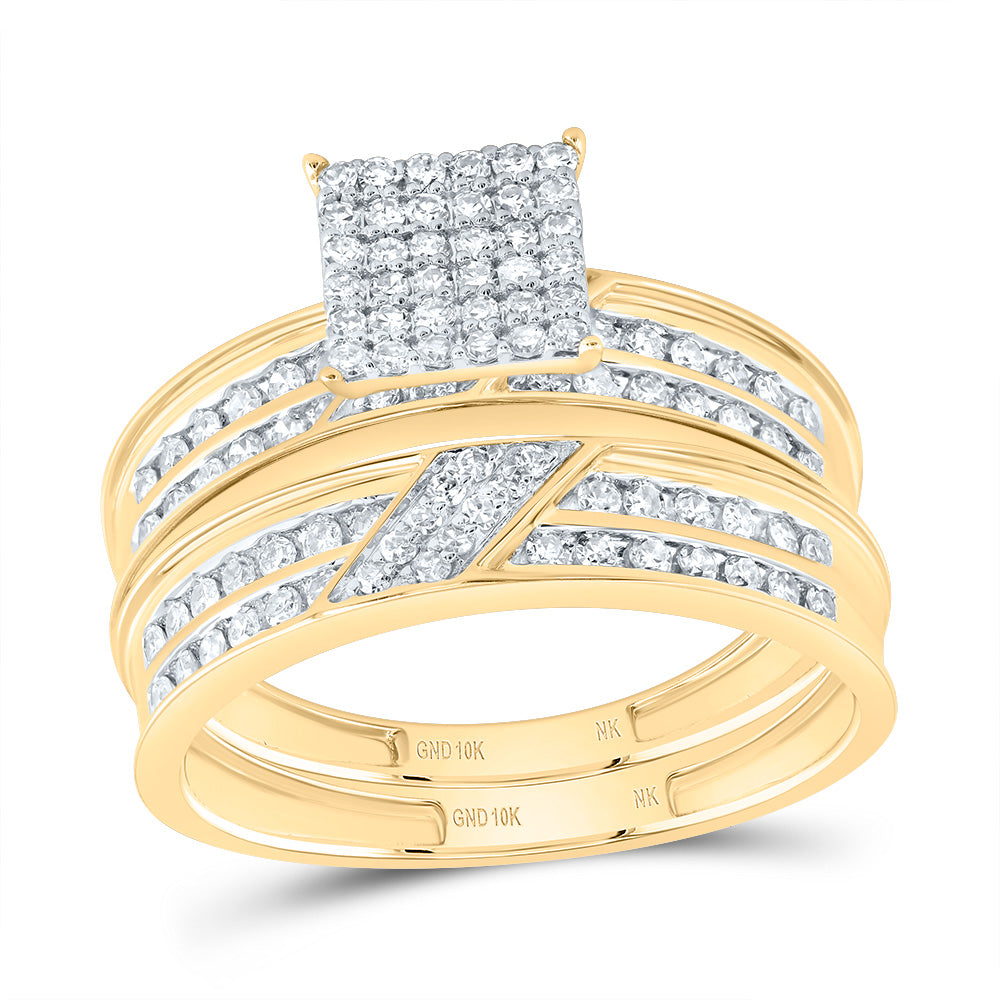 7/8CTW-DIA NK SQUARE TRIO SET 7 Daisy Joyeria