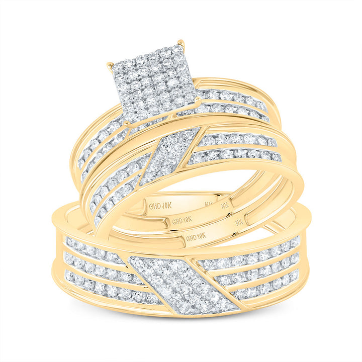7/8CTW-DIA NK SQUARE TRIO SET 7 Daisy Joyeria