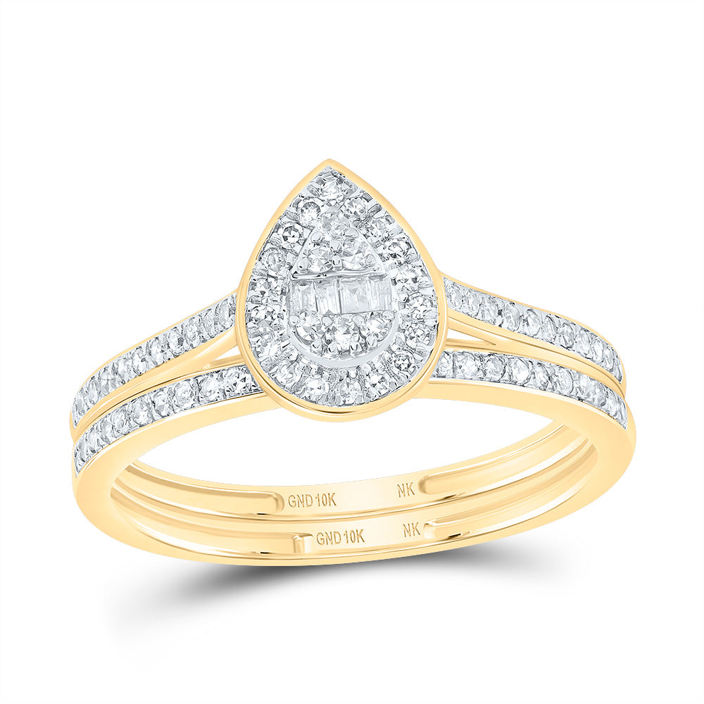 1/3CTW-DIA NK FASHION PEAR BRIDAL SET 7 Daisy Joyeria