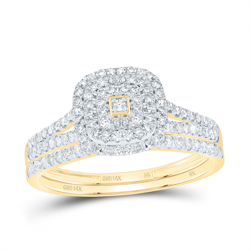 1/2CTW-DIA NK CUSHION DOUBLE HALO BRIDAL SET 7 Daisy Joyeria