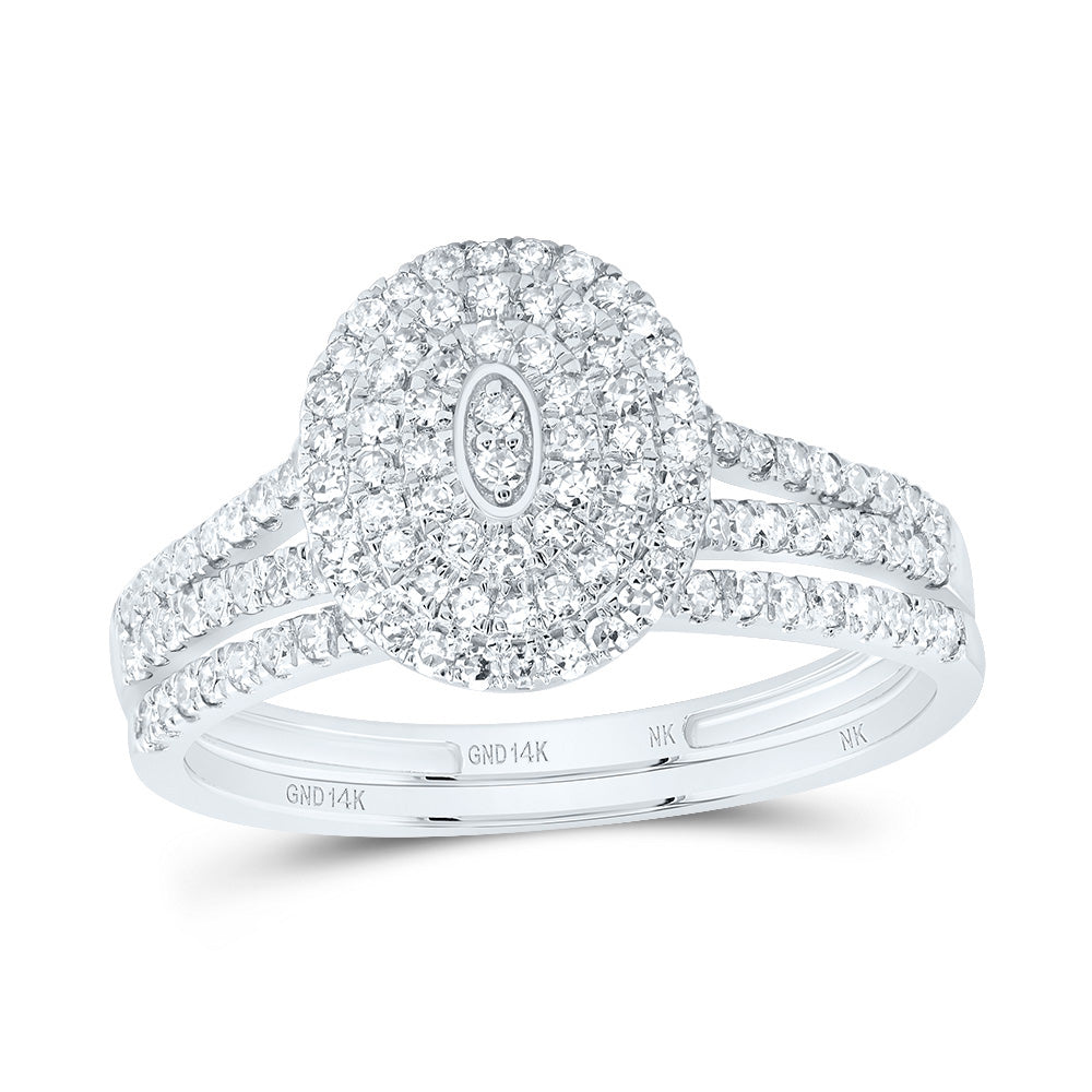 1/2CTW-DIA NK OVAL DOUBLE HALO BRIDAL SET 7 Daisy Joyeria