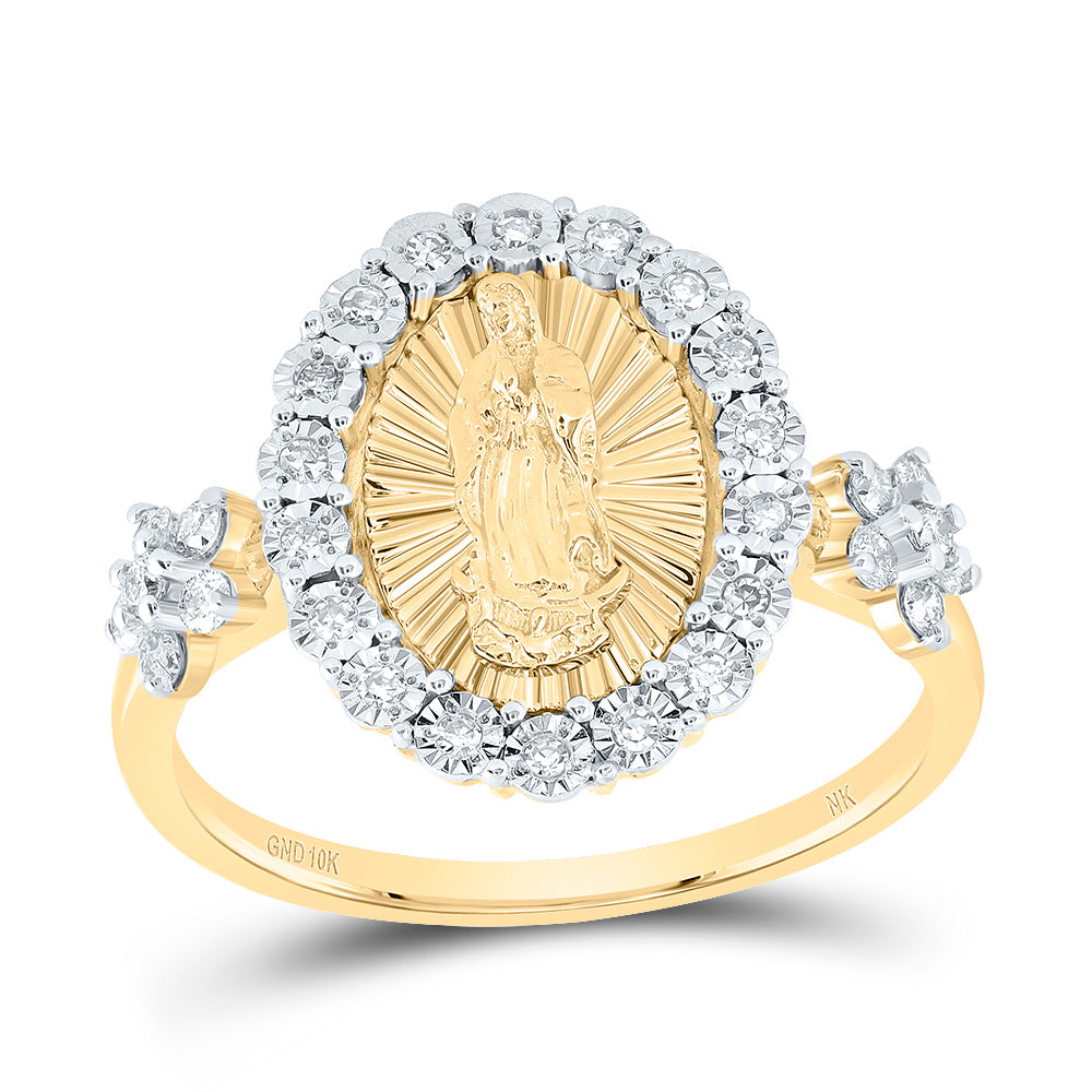 1/4CTW-DIA NK VIRGIN MOTHER MARY OVAL LADIES  RING 7 Daisy Joyeria