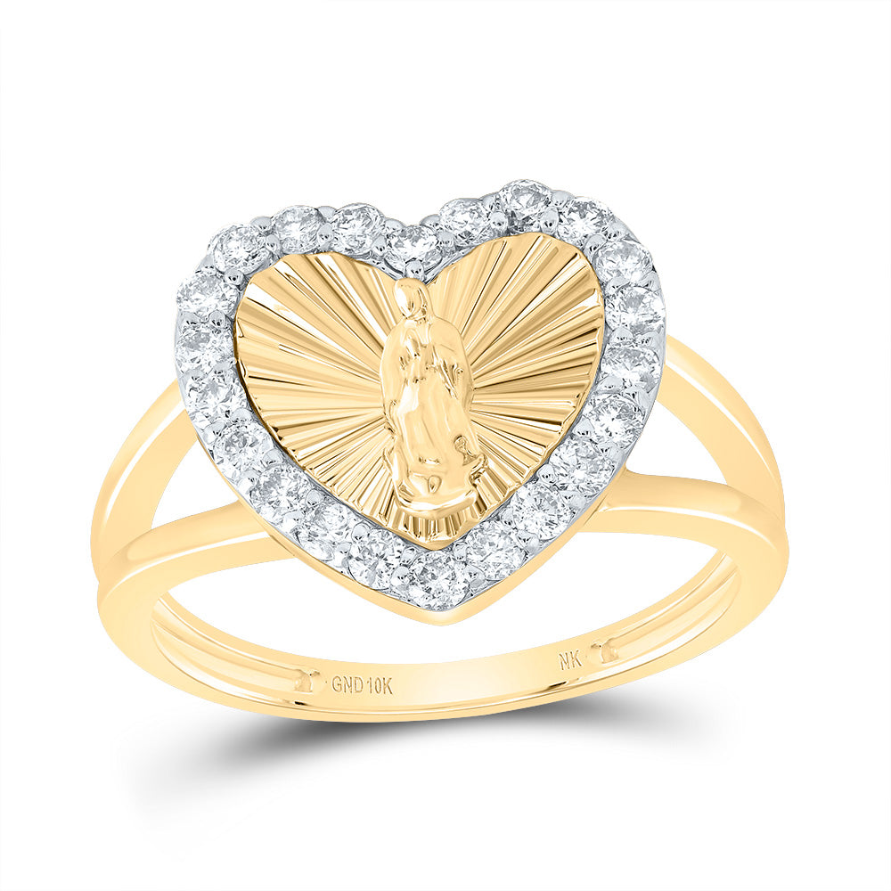 1/2CTW-NAT DIA NK VIRGIN MOTHER MARY HEART LADIES RING 7 Daisy Joyeria