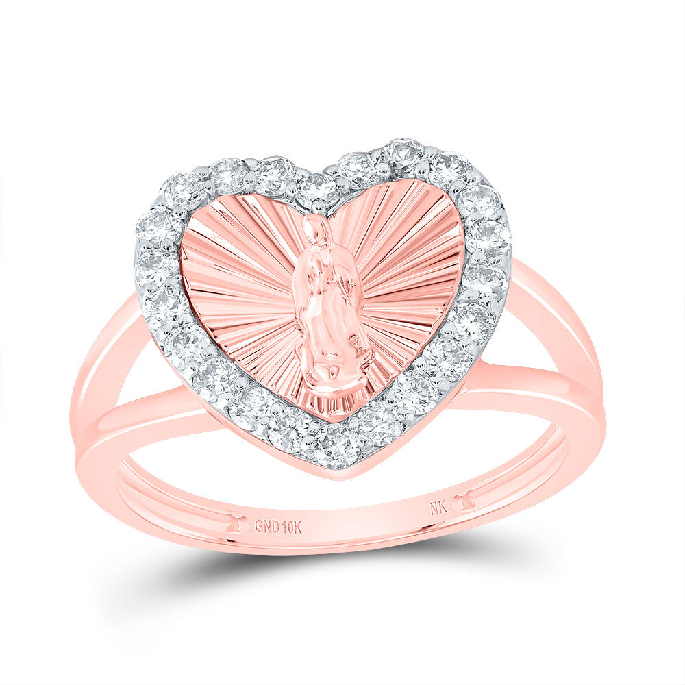 1/2CTW-NAT DIA NK VIRGIN MOTHER MARY HEART LADIES RING 7 Daisy Joyeria