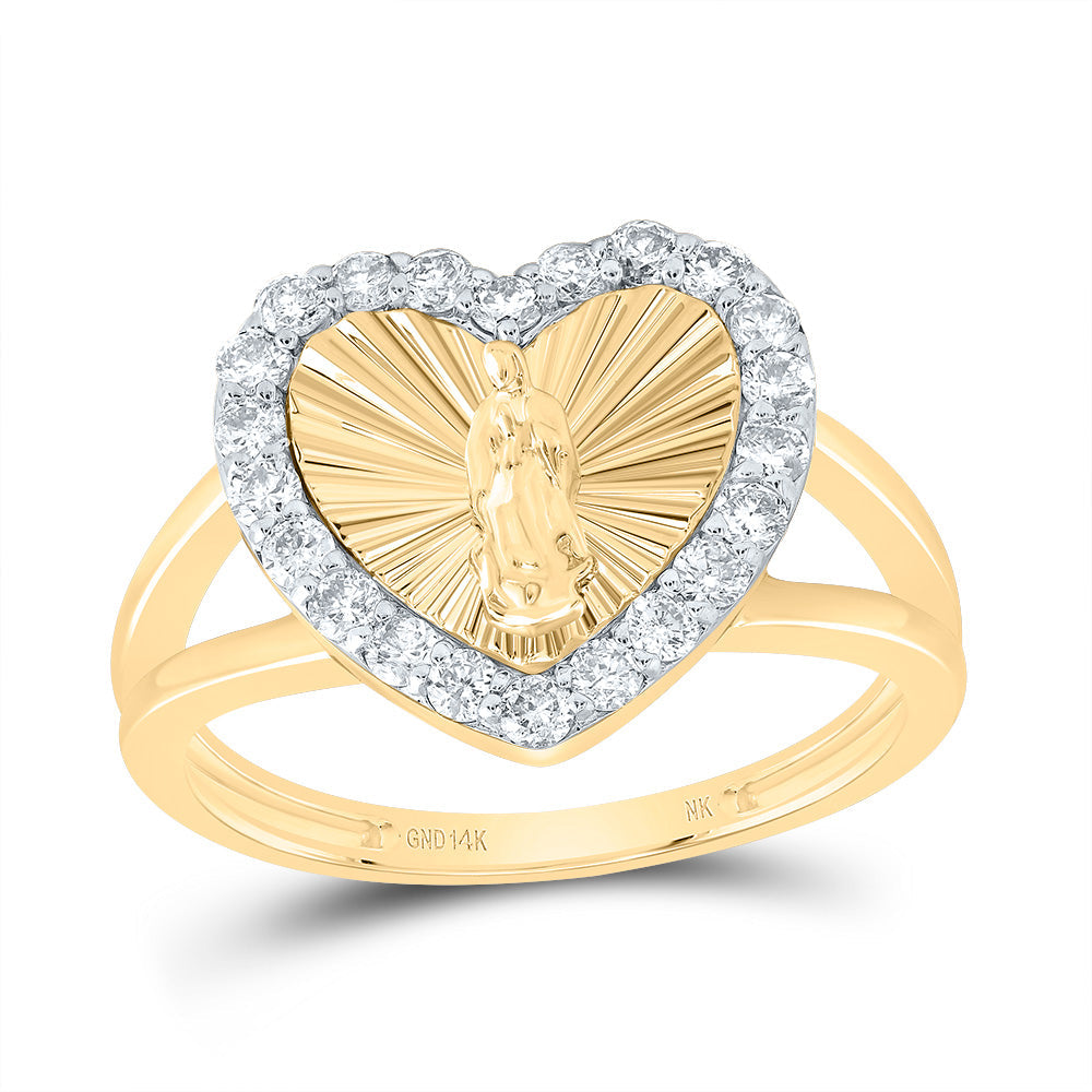 1/2CTW-NAT DIA NK VIRGIN MOTHER MARY HEART LADIES RING 7 Daisy Joyeria