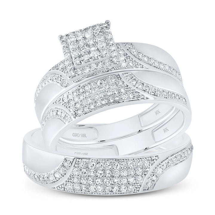 3/4CTW-DIA NK SQUARE TRIO SET 7 Daisy Joyeria