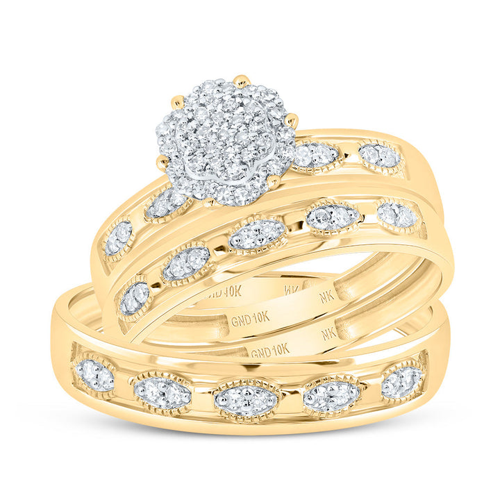 1/4CTW-DIA NK FLOWER TRIO SET 7 Daisy Joyeria