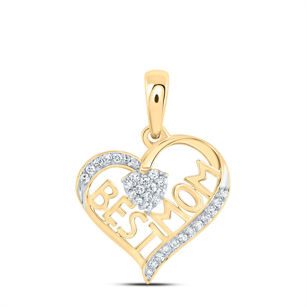 1/10CTW-NAT DIA NK GIFT BEST MOM HEART PENDANT Daisy Joyeria