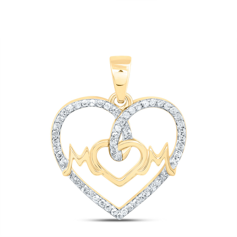 1/6CTW-NAT DIA P1 GIFT "MOM" HEART PENDANT Daisy Joyeria
