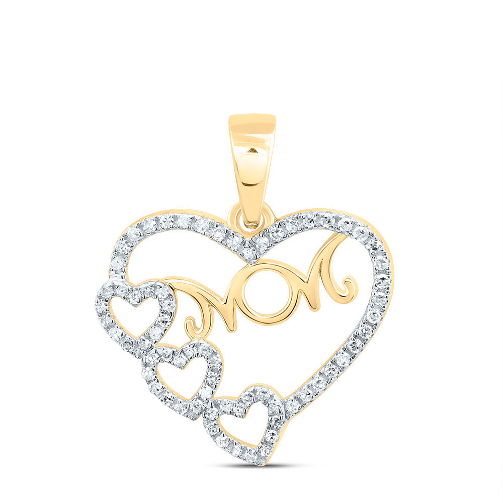 1/6CTW-NAT DIA P1 GIFT "MOM" HEART PENDANT Daisy Joyeria