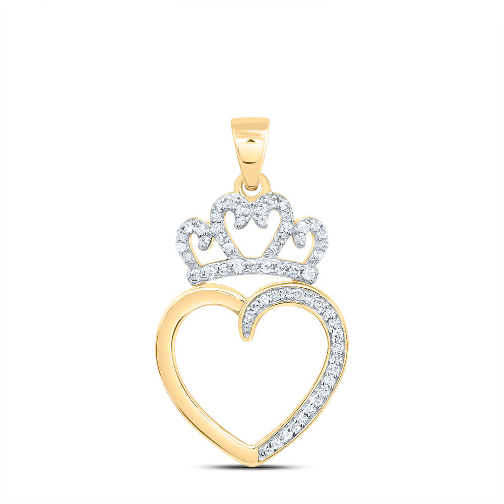 1/5CTW-NAT DIA P1 GIFT CROWN HEART PENDANT Daisy Joyeria