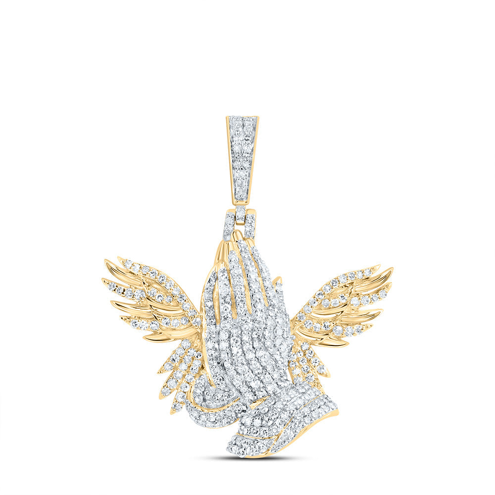 1CTW-DIA NK WINGS PRAYING HAND MENS CHARM Daisy Joyeria