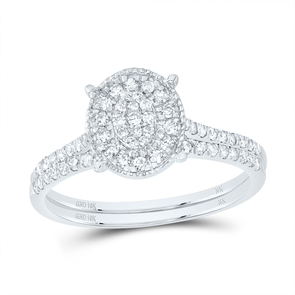 3/8CTW-DIA NK OVAL SINGLE HALO BRIDAL SET 7 Daisy Joyeria