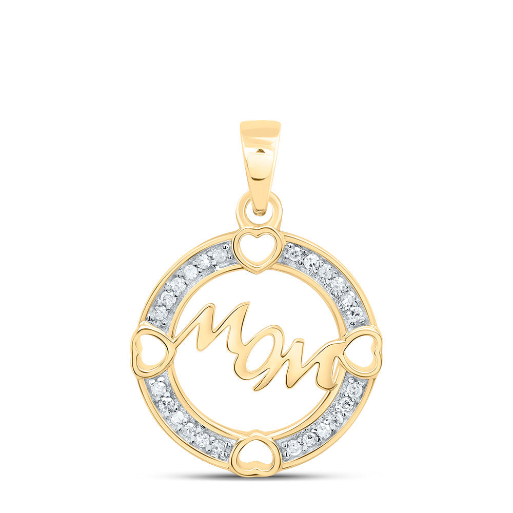1/10CTW-NAT DIA P1 GIFT "MOM" HEART PENDANT Daisy Joyeria