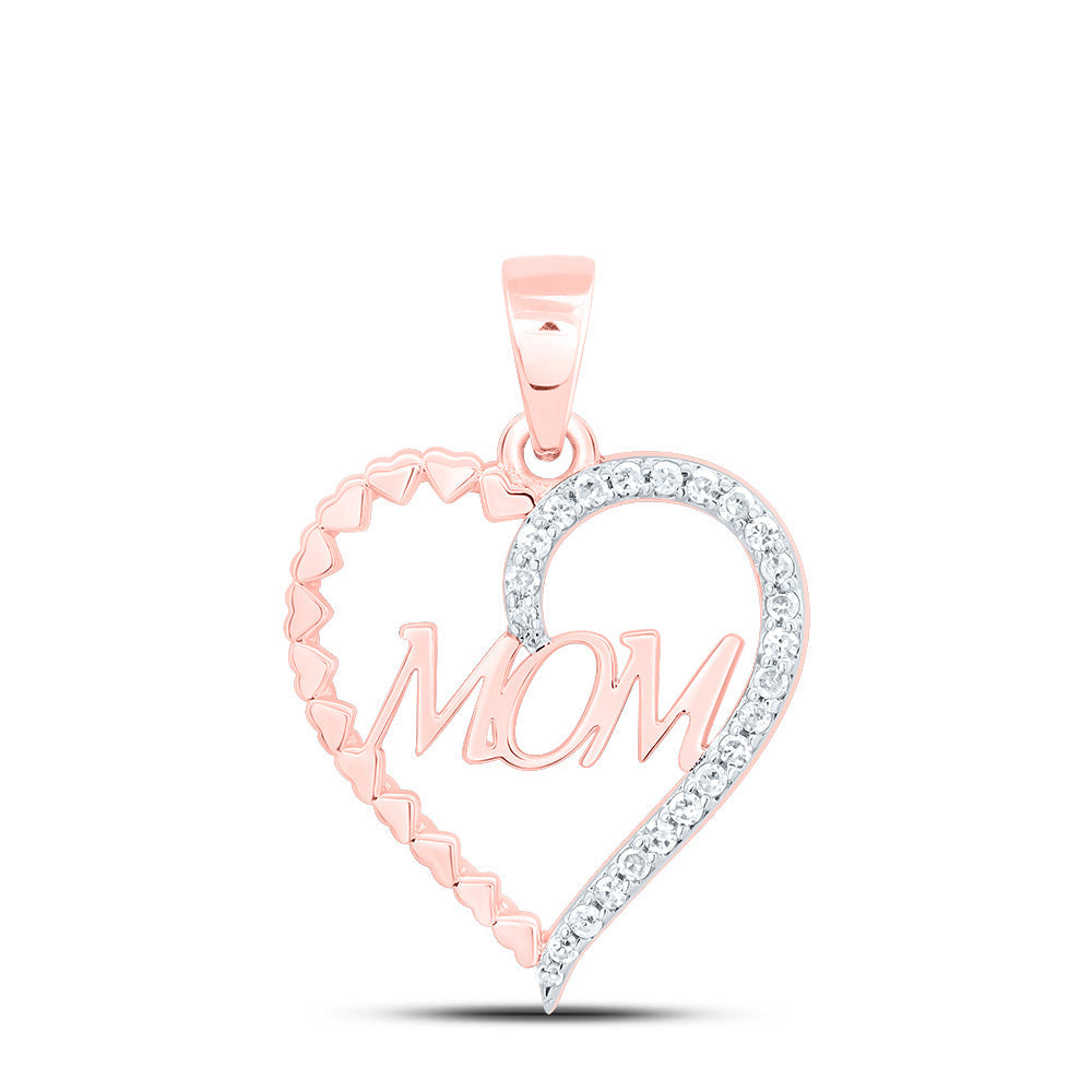 1/10CTW-NAT DIA P1 GIFT "MOM" HEART PENDANT Daisy Joyeria