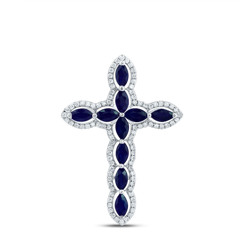 1/4CTW-DIA CN 1CTW-MQ-BS, NAT GEM CROSS PENDANT Daisy Joyeria