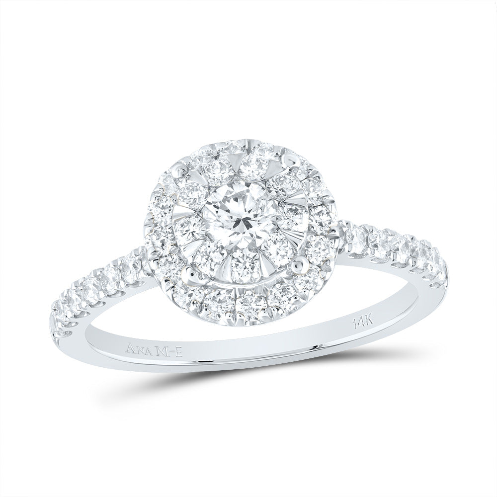 7/8CTW-DIA ANA M ELITE 1/4CT-CRD ROUND SINGLE HALO BRIDAL RING 7 Daisy Joyeria