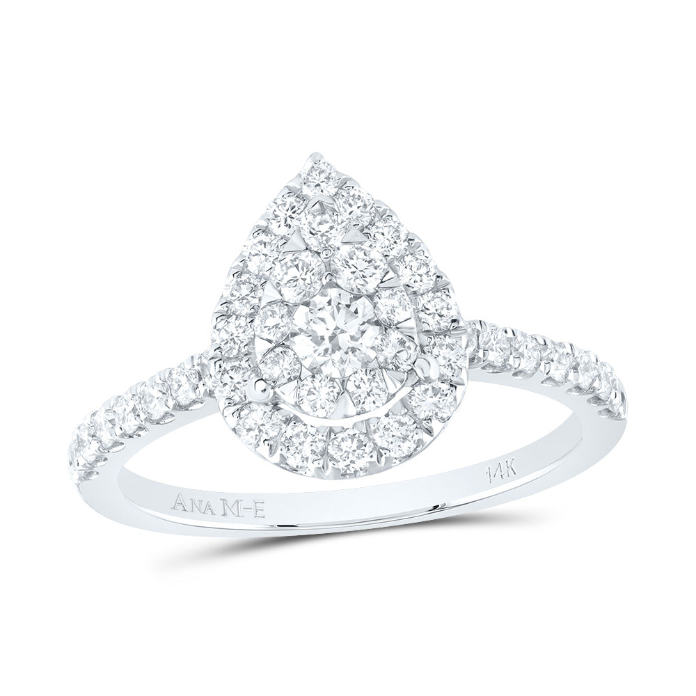 7/8CTW-DIA ANA M ELITE PEAR SINGLE HALO BRIDAL RING 7 Daisy Joyeria