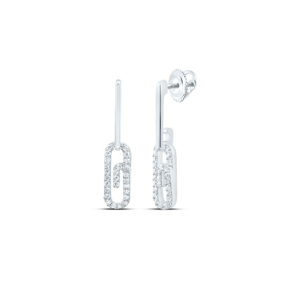 1/4CTW-DIA CN FASHION PAPER CLIP DANGLING EARRING Daisy Joyeria
