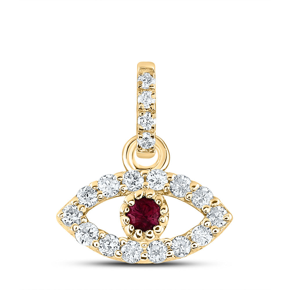 1/12CTW-NAT DIA ANA M 1.7MM RD-RUBY NAT GEM EYE PENDANT Daisy Joyeria