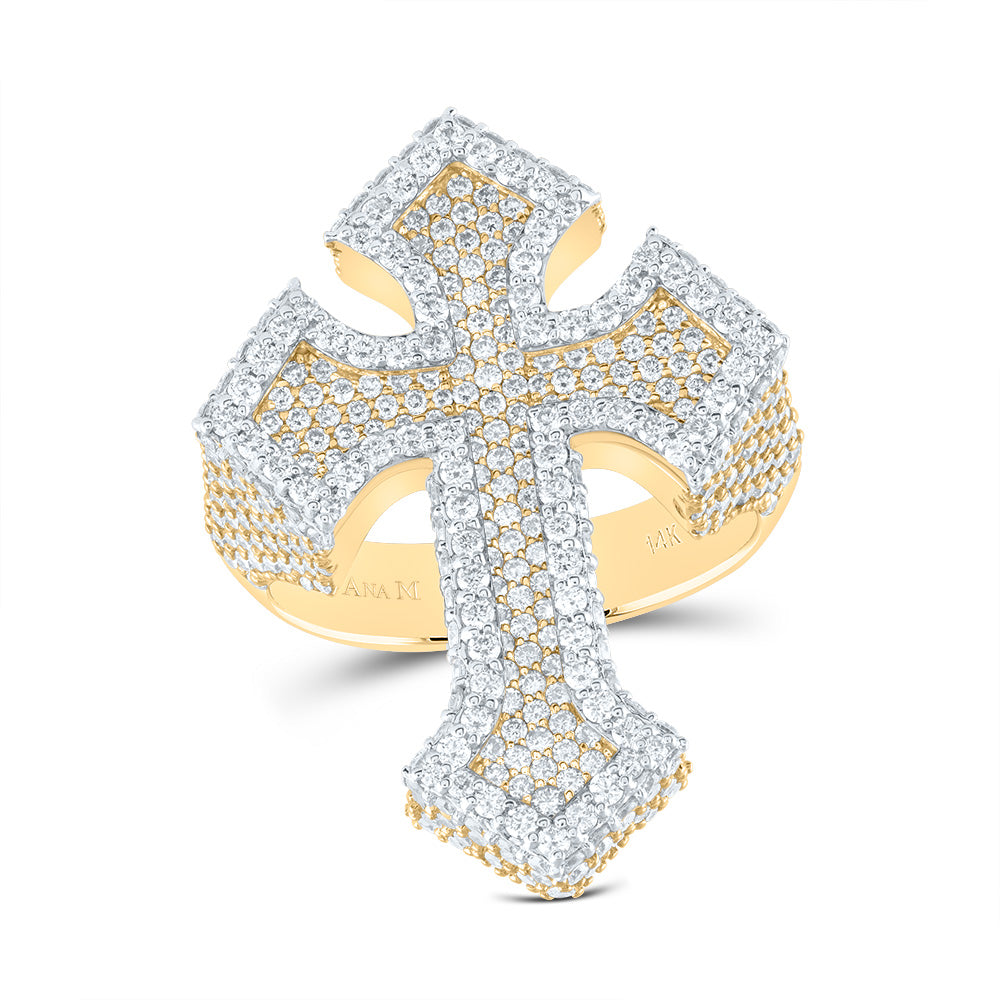 3 3/4CTW NAT DIA AM CROSS MENS  RING 10 Daisy Joyeria