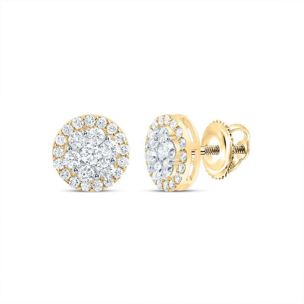1 3/8CTW DIA CN ROUND FLOWER STUD EARRING Daisy Joyeria