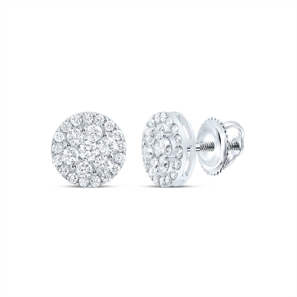 1 3/8CTW DIA CN ROUND FLOWER STUD EARRING Daisy Joyeria