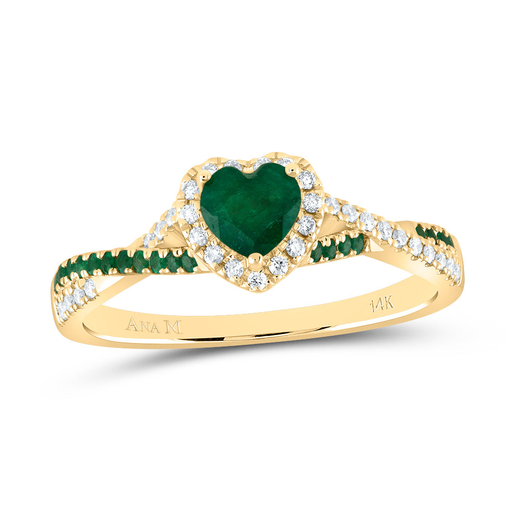 1/8CTW-NAT DIA ANA M 1/10CTW-RD-EM 4.5MM HT-EM NAT GEM SINGLE HALO BRIDAL RING Daisy Joyeria