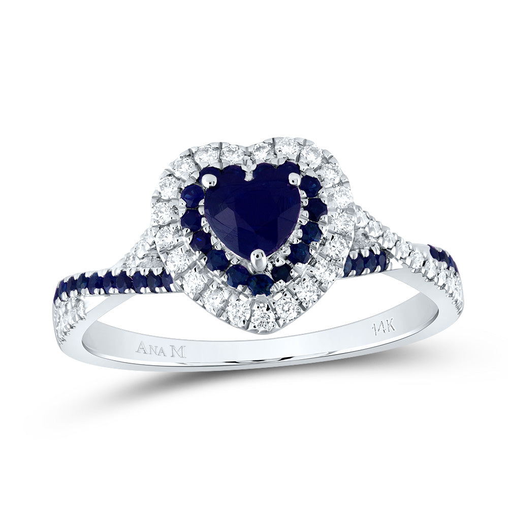 1/5CTW-DIA ANA M 1/5CTW-RD-BS 4.5MM HT-BS NAT GEM DOUBLE HALO BRIDAL RING 7 Daisy Joyeria