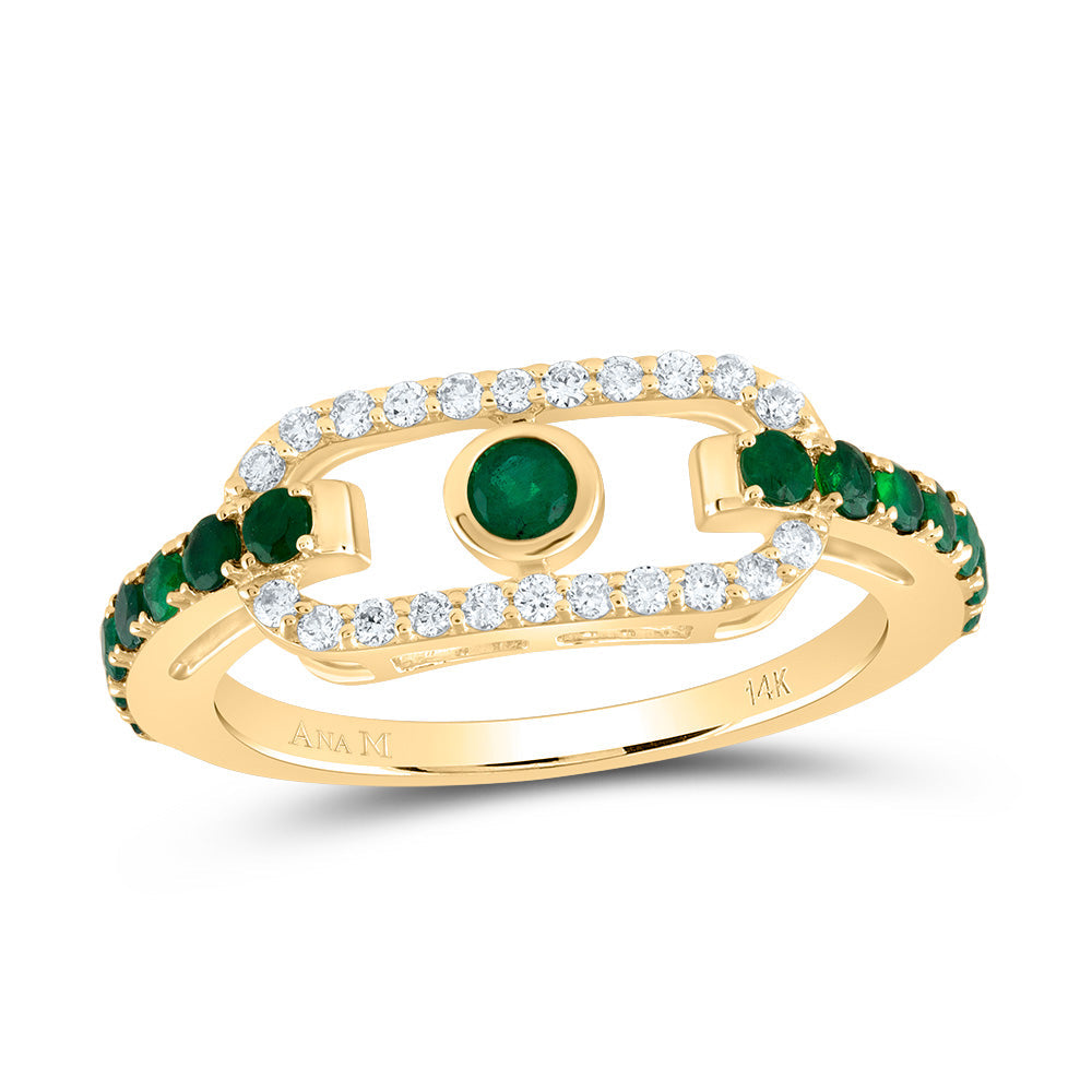 1/5CTW-DIA ANA M 1/2CTW RD-EM NAT GEM PAPER CLIP RING 7 Daisy Joyeria
