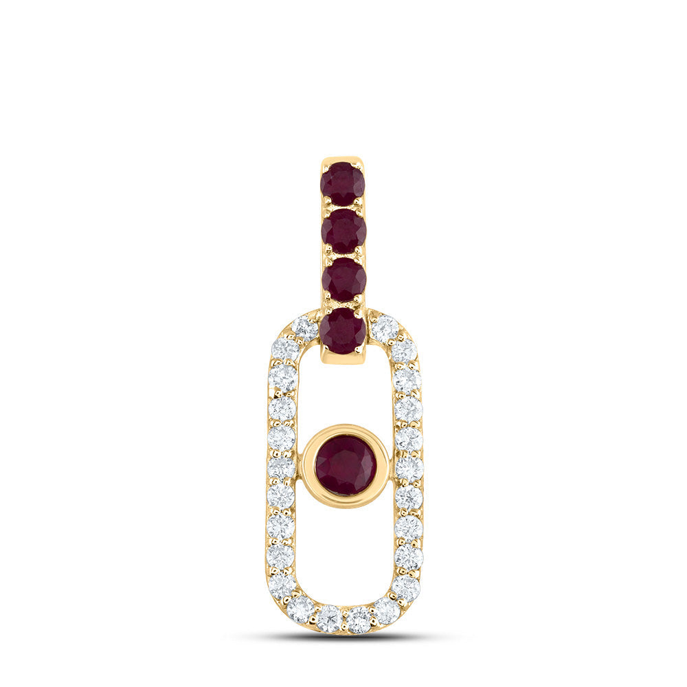 1/5CTW-DIA ANA M 1/3CTW RD-RU NAT GEM PAPER CLIP PENDANT Daisy Joyeria