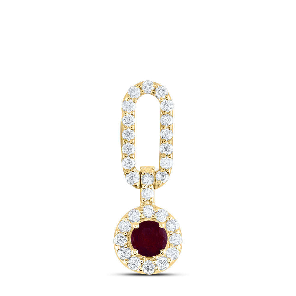 1/6CTW-DIA ANA M 1/8CTW RD-RU NAT GEM PAPER CLIP PENDANT Daisy Joyeria