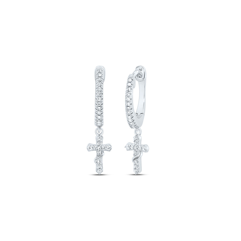 1/6 CTW-DIA NK CROSS DANGLING EARRING Daisy Joyeria