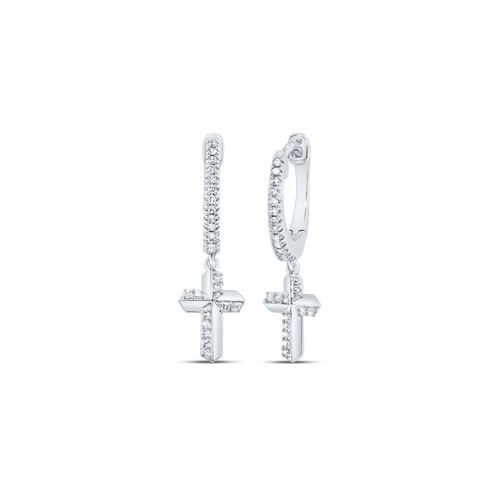 1/6 CTW-DIA NK CROSS DANGLING EARRING Daisy Joyeria