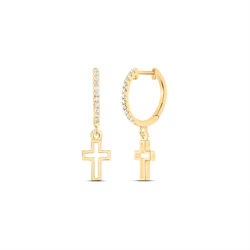 1/10CTW-DIA ANA M FASHION CROSS DANGLING EARRING Daisy Joyeria