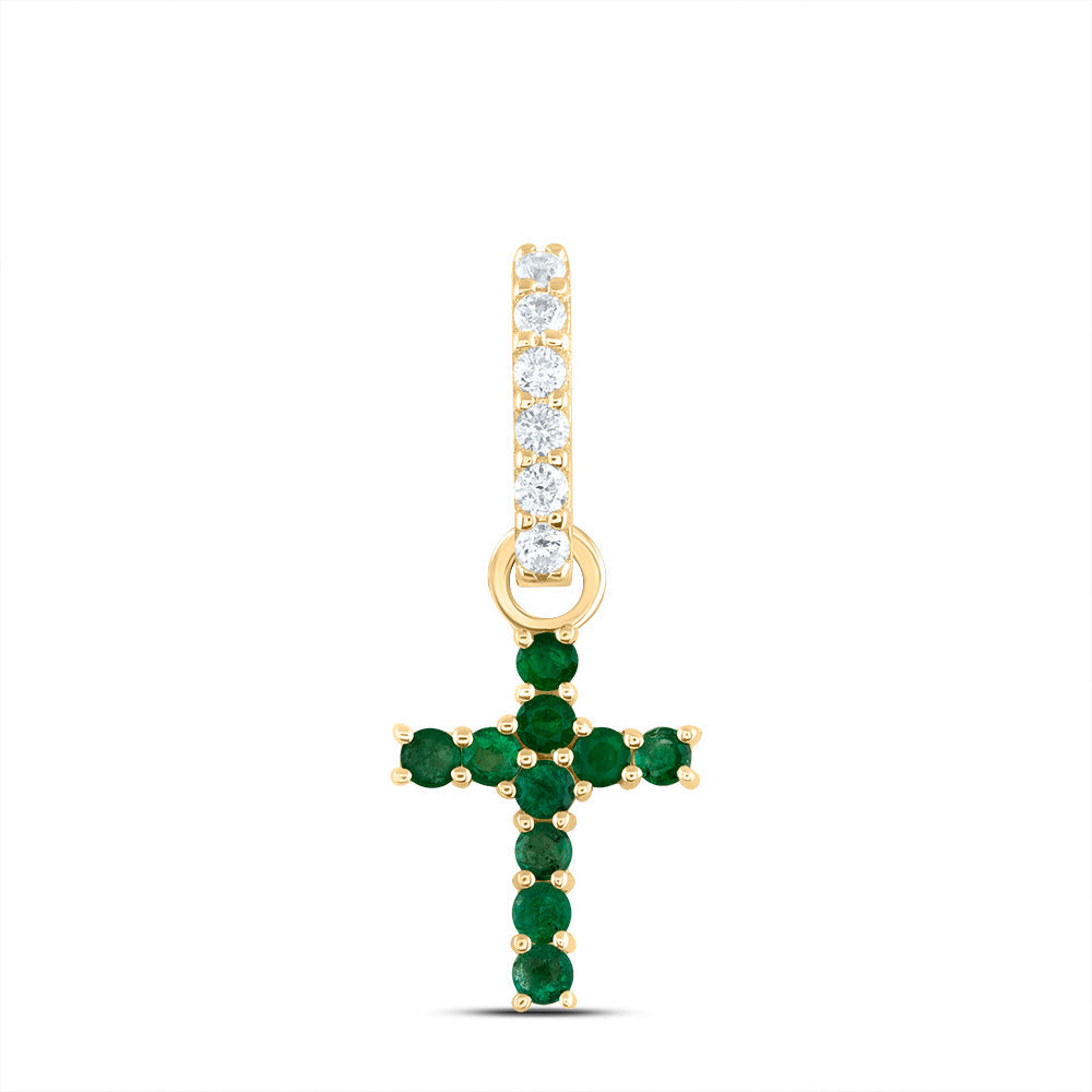 1/20CTW-DIA ANA M 1/5CTW-RD-EM NAT GEM CROSS PENDANT Daisy Joyeria