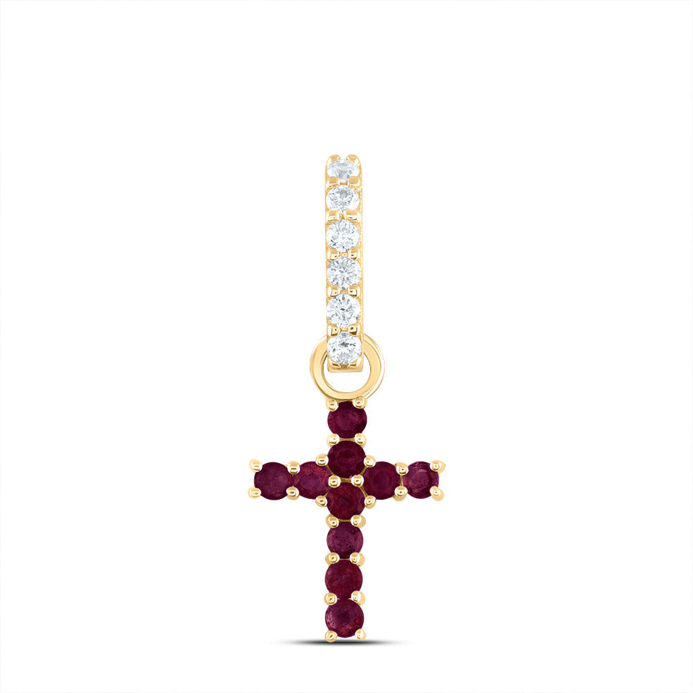 1/20CTW-DIA ANA M 1/5CTW-RD-RU NAT GEM CROSS PENDANT Daisy Joyeria