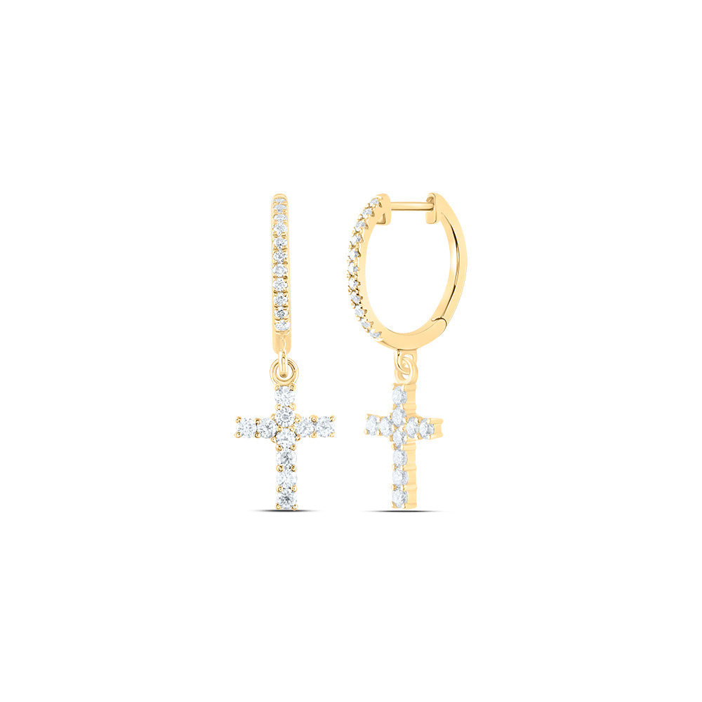 3/8CTW-DIA ANA M FASHION CROSS DANGLING EARRING Daisy Joyeria